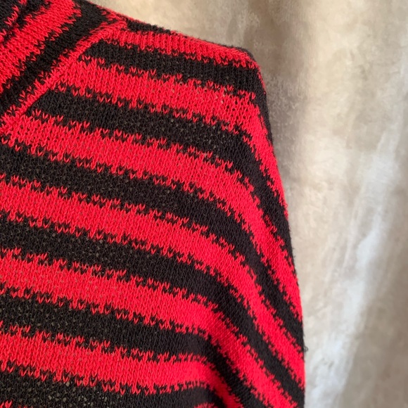 INTRO. Turtleneck Tunic Sweater Red & Black Striped NEW XLarge - Picture 3 of 15